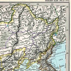 Китайская часть Малого Хингана, под маньчжурским названием (в немецкой транскрипции) Iljehari-Alin на карте 1891 г